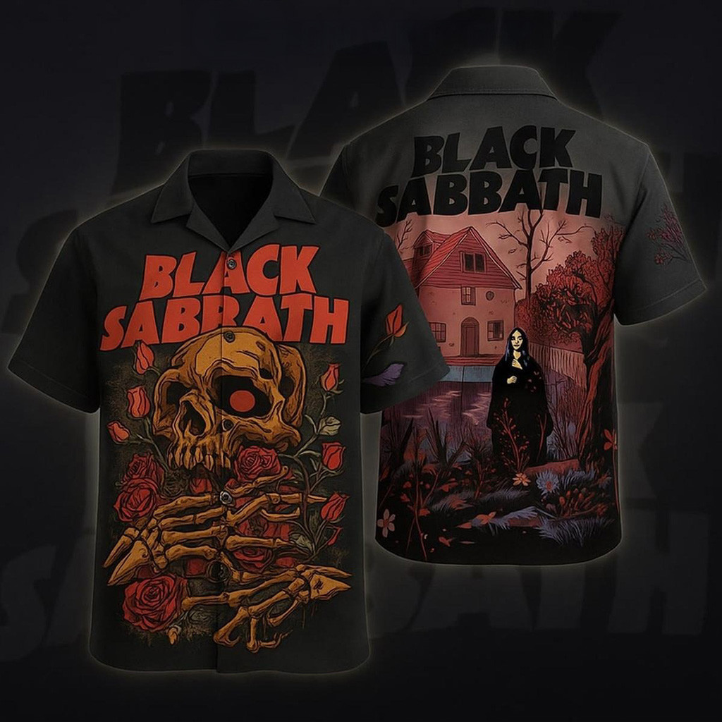 Black Sabbath Rose Skull 2025 Hawaiian Shirt Fan Merch Best Gifts For Him