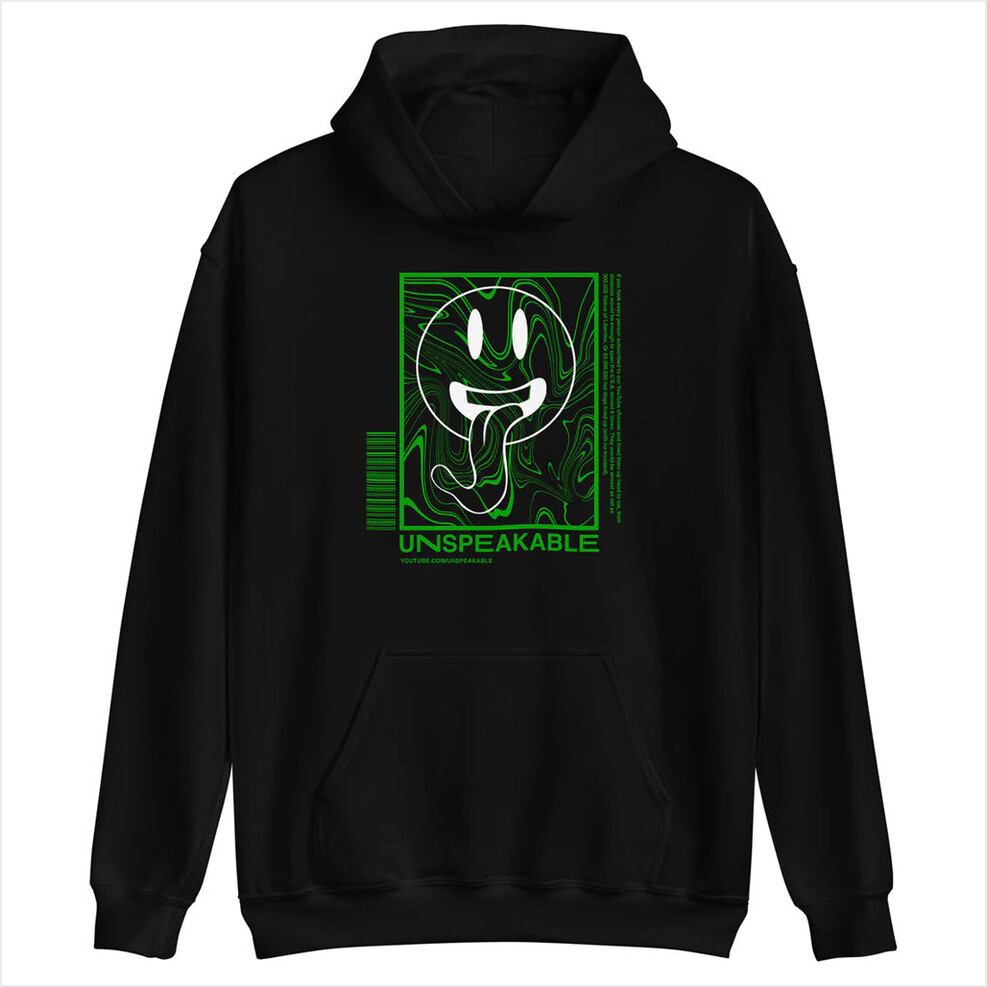 Black Smiley Swirl Hoodie Unspeakable Merch Gift Ideas For Him Best Friend Birthday Gifts