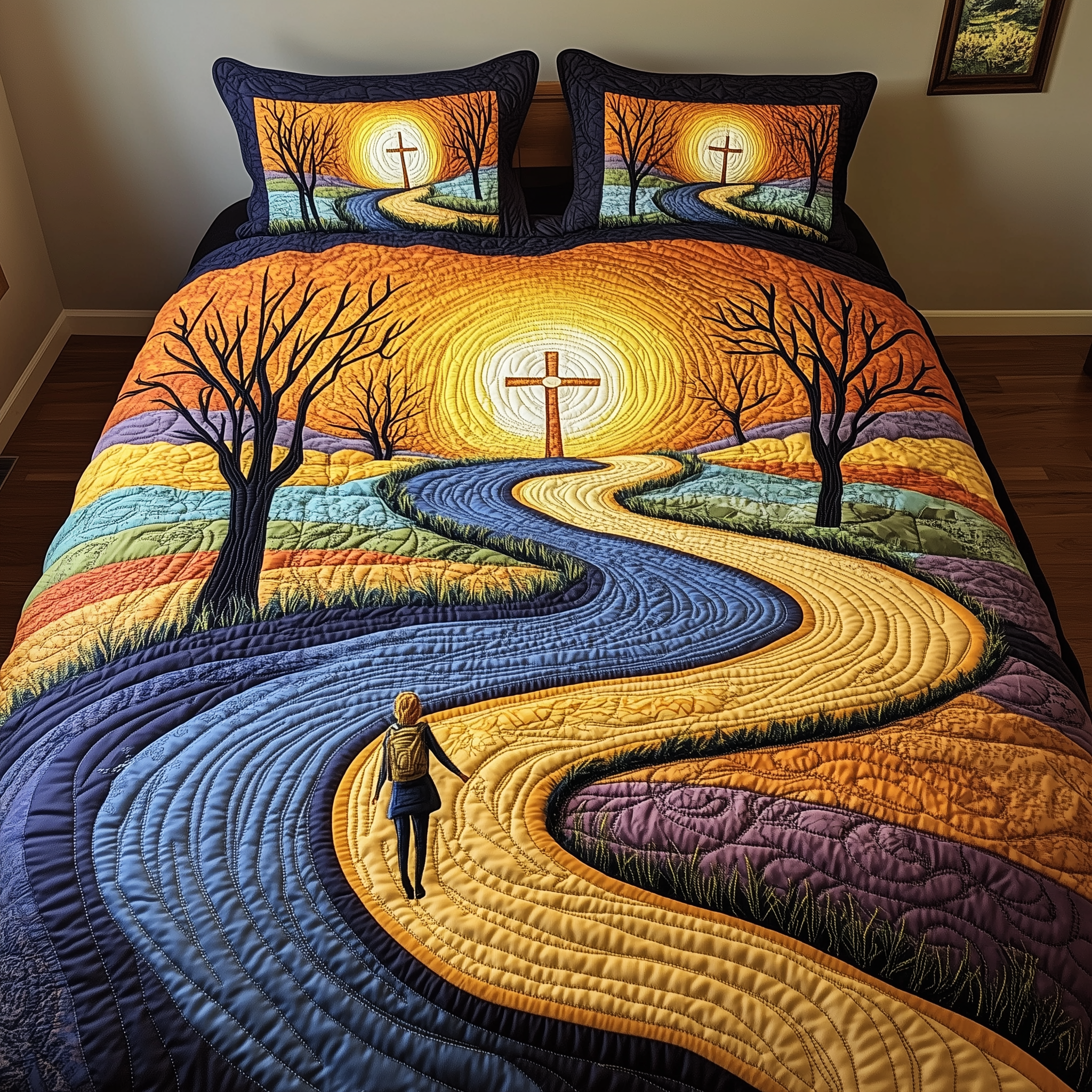 Blessing Path Quilted Bedding Set Duvet Cover Bedspread Set Item Mother's Day Gifts From Daughter