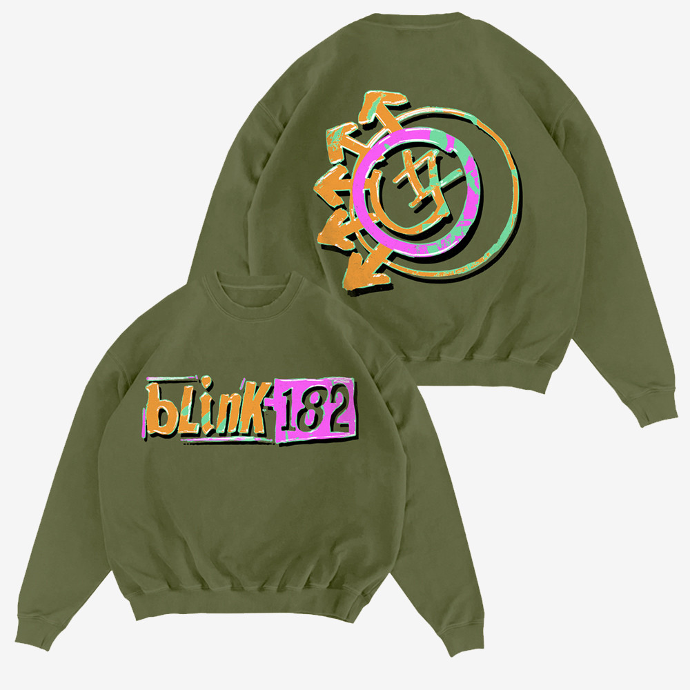 Blink-182 Concert Merch 2025 Logo Green Crewneck Best Music Fan Apparel