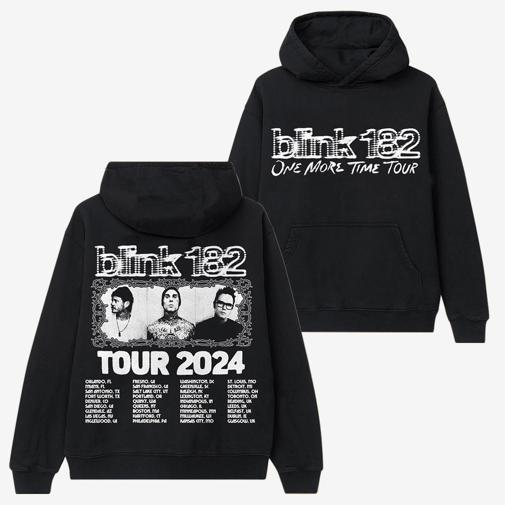 Blink-182 Tour Merch 2024 Hoodie One More Time Tour Unique Rock Merch Gift
