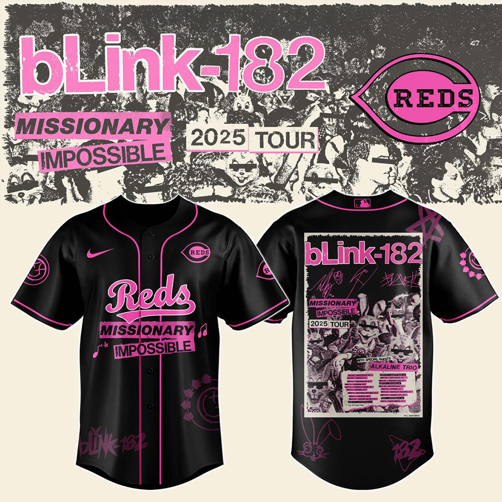 Blink 182 X Cincinnati Reds Missionary Impossible 2025 Tour Jersey 1 E1vke