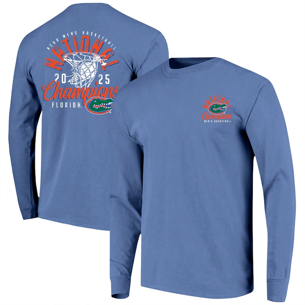 Blue Florida Gators 2025 NCAA Men's Basketball National Champions Long Sleeve Shirt Husband Gifts