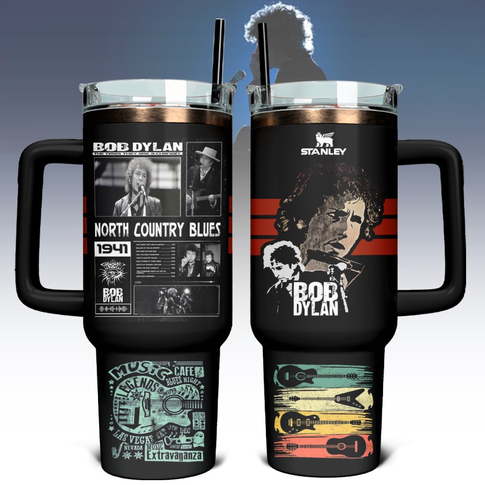 Bob Dylan Stanley Quencher Stainless Steel Tumbler Unique Gifts For Music Lovers