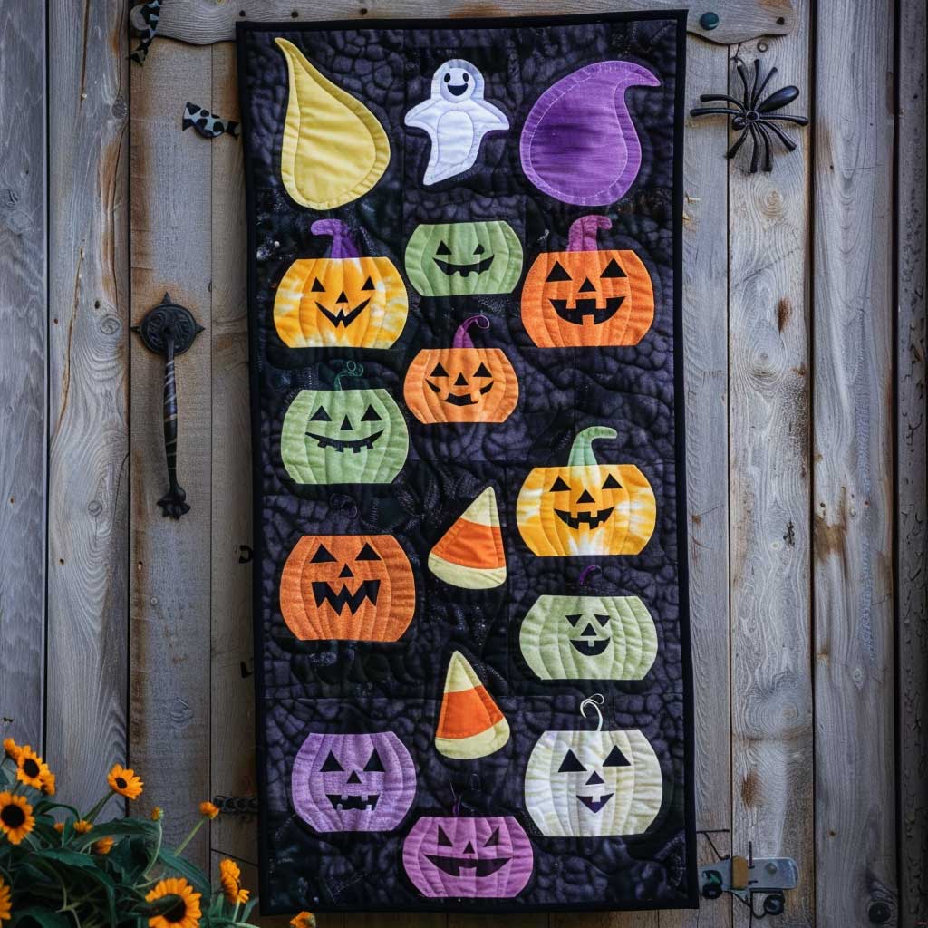 Boo Pumpkin Halloween Quilted Table Runner Modern Fall Themed Home Halloween Decoration Gifts