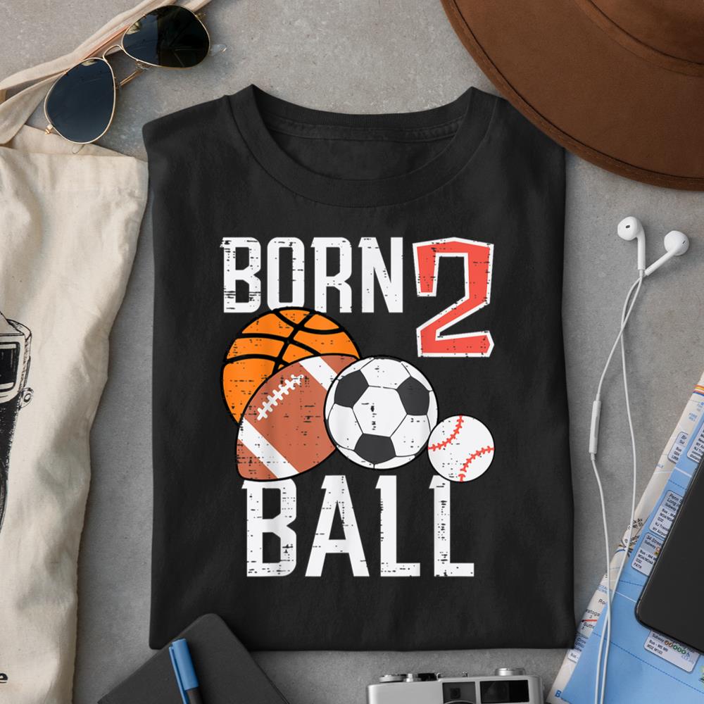 Born Basketball Football 2nd Birthday Toddler Boy Kid T-Shirt