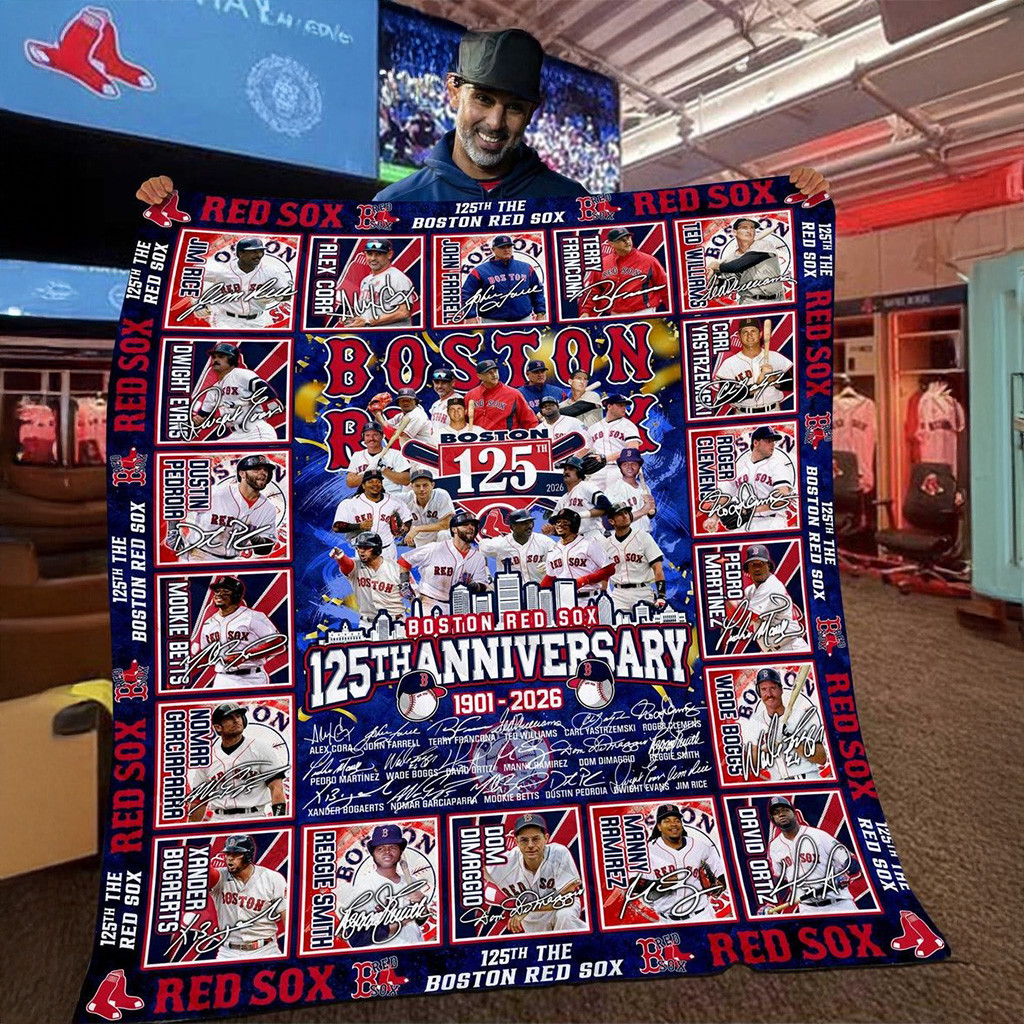 Boston Red Sox 125th Anniversary 1901 2026 Memories Blanket Fan Merch Him Gifts