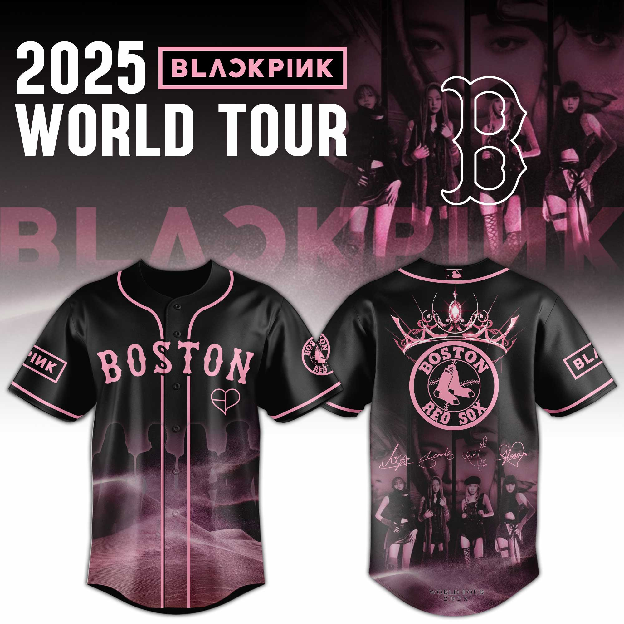 Boston Red Sox Mlb X Black Pink World Tour Baseball Jersey For Fans
