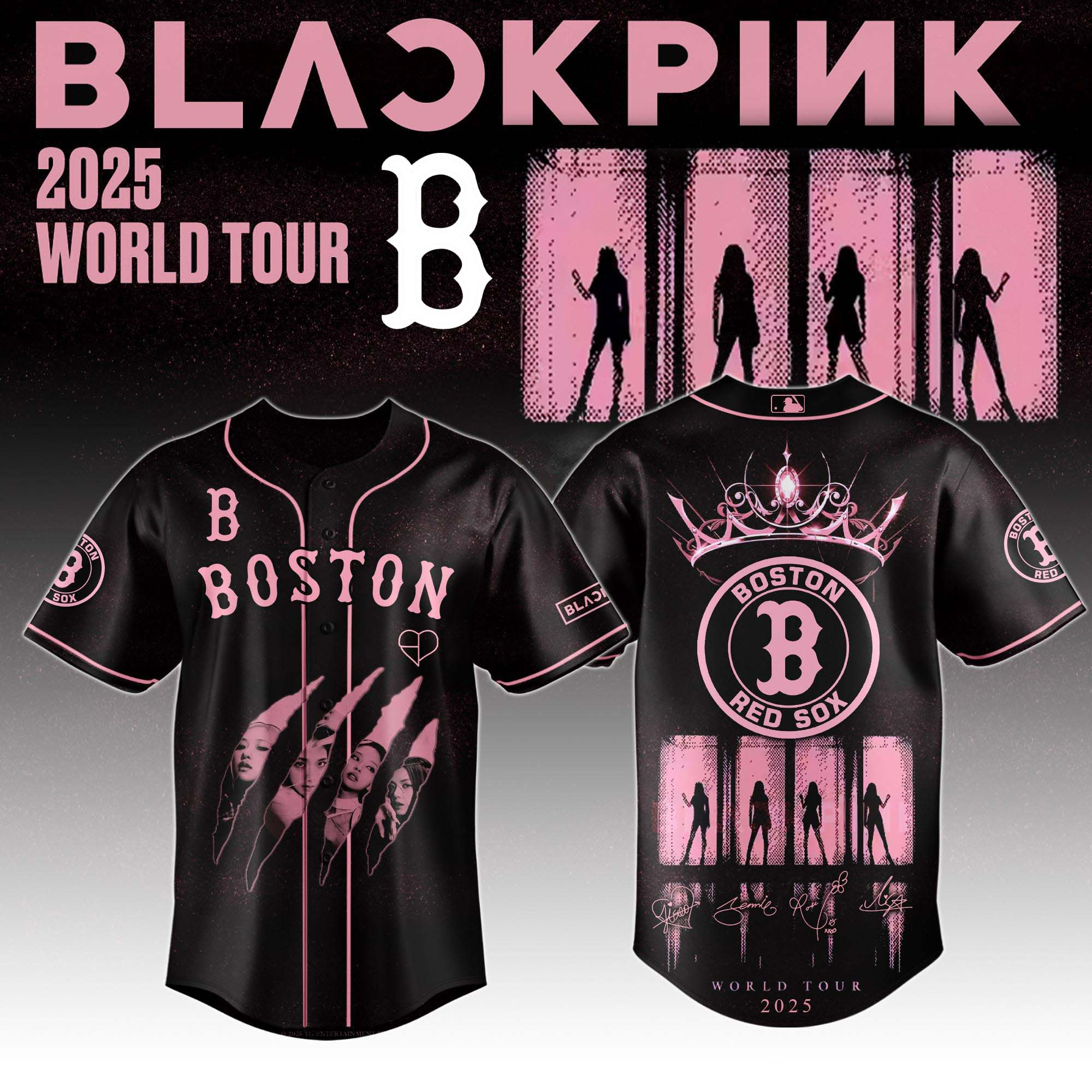 Boston Red Sox Mlb X Black Pink World Tour Baseball Jersey For Fans Red Sox Merch