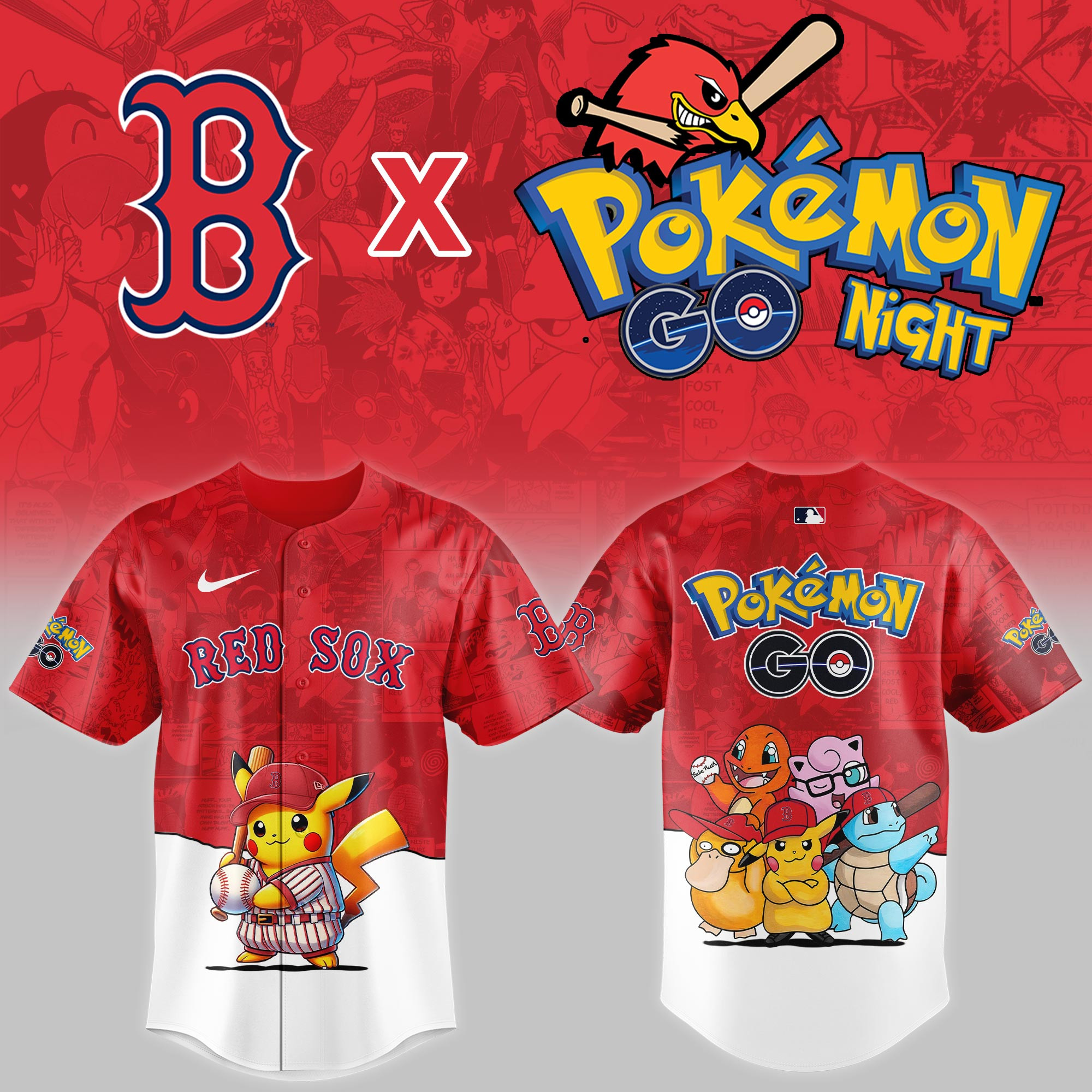 Boston Red Sox Mlb X Pokemon Go Night Baseball Jersey For Fan