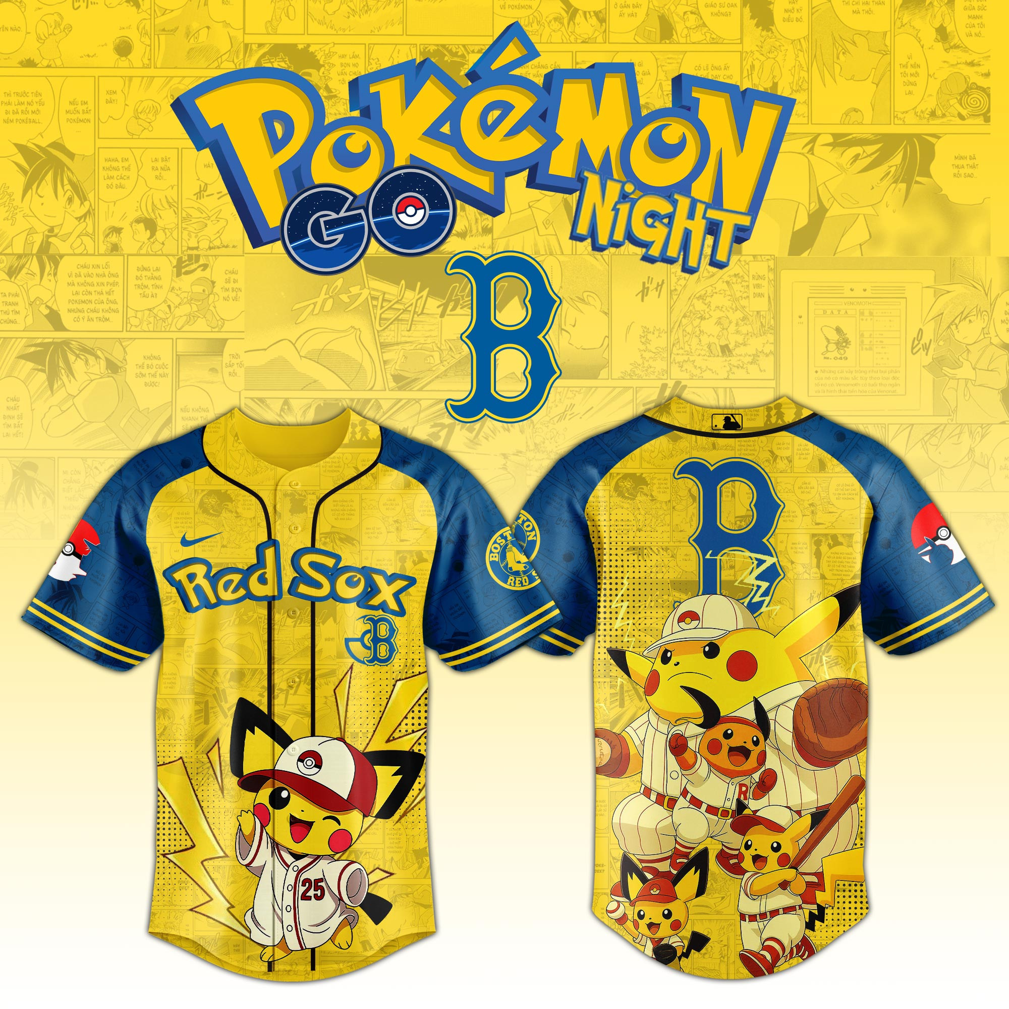 Boston Red Sox Pokemon Go Night 2025 Jersey Gifts For Baseball Lovers