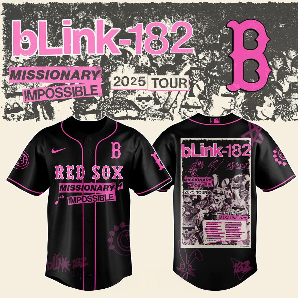Boston Red Sox X Blink 182 Missionary Impossible Tour 2025 Jersey Red Sox Merch Gift For Fans