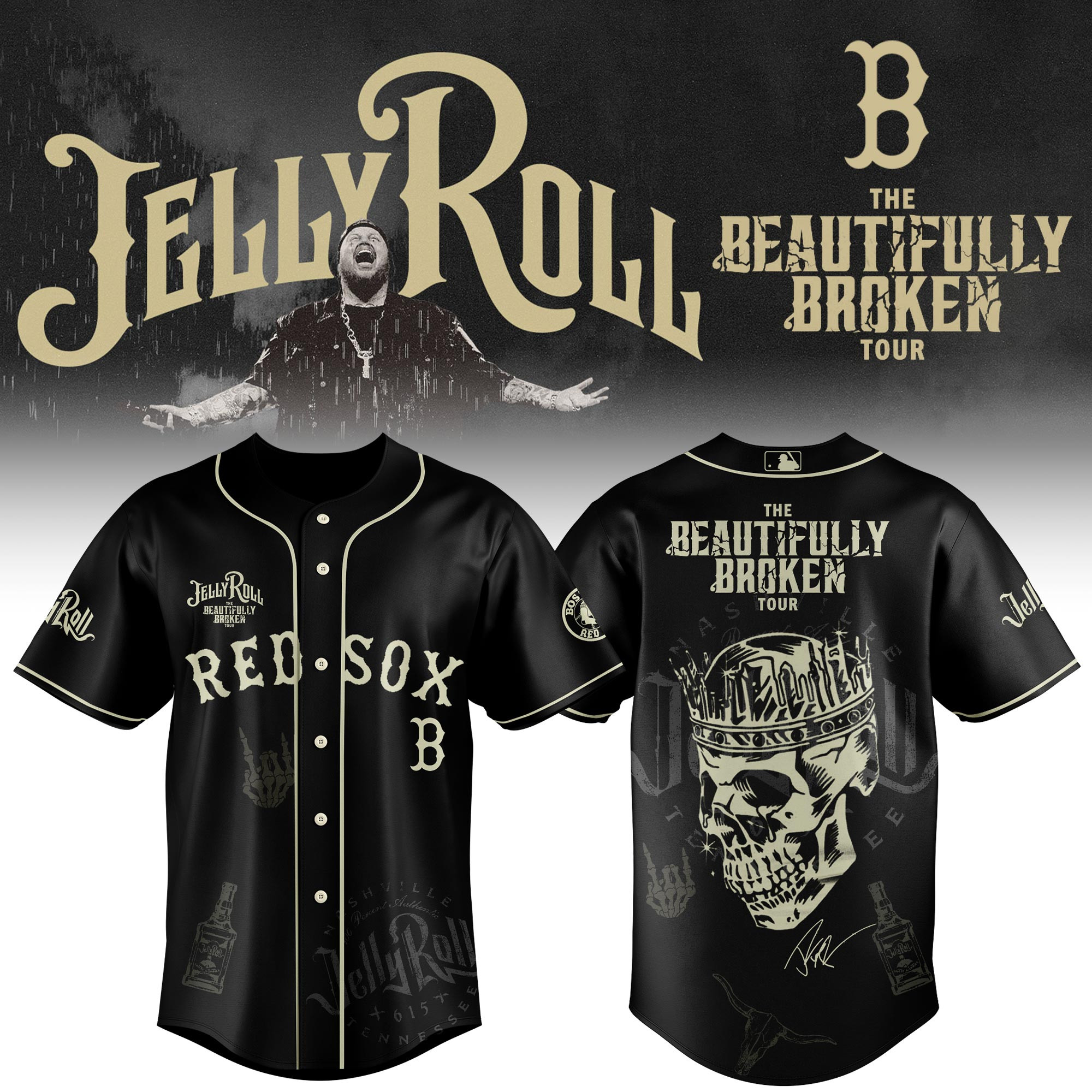 Boston Red Sox X Jelly Roll Baseball Jersey 2025 Gift For Jelly Roll Fans