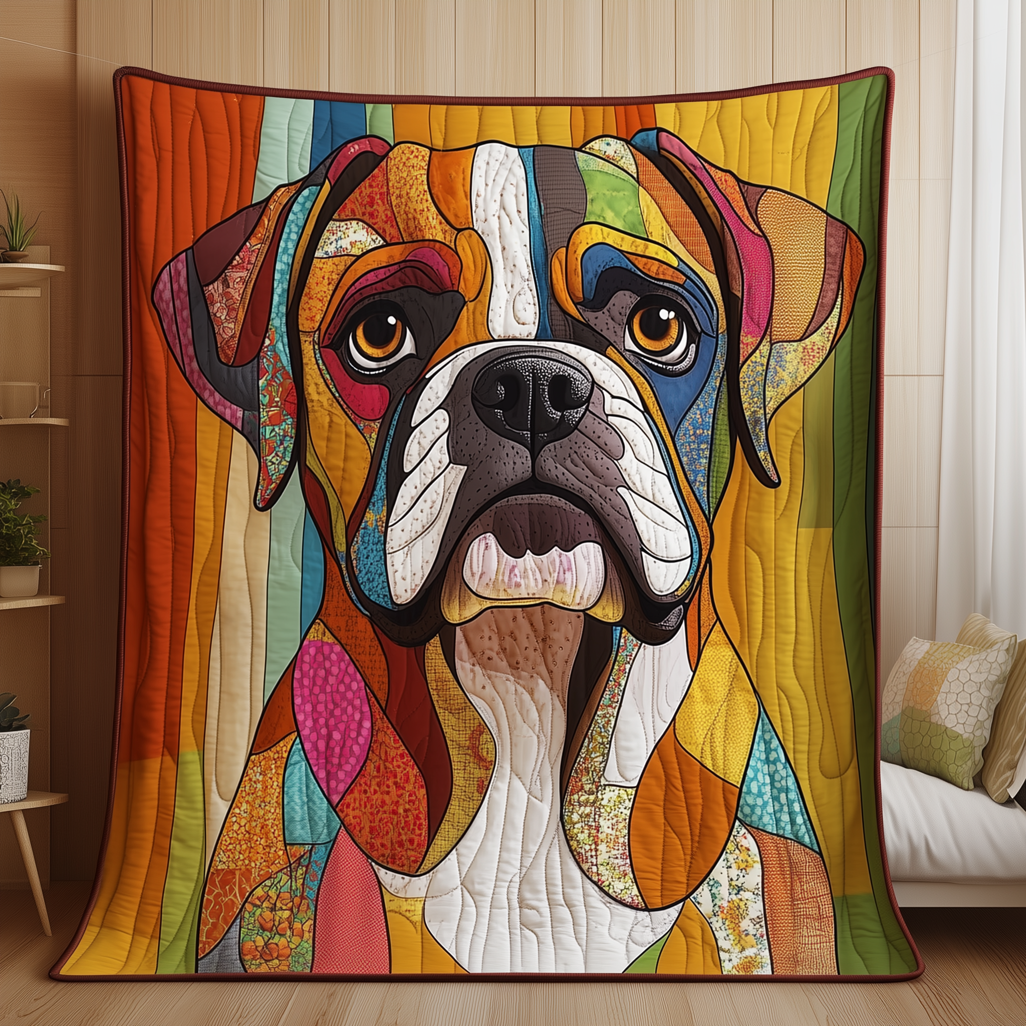 Boxer Dog Quilted Blanket Boxer Dog Christmas Gifts