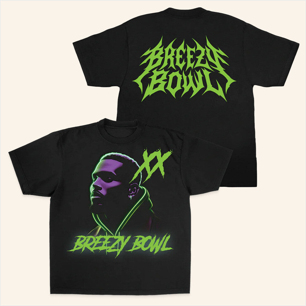 Breezy Bowl Xx Neon Lights SS T-Shirt Chris Brown Merch Birthday Gifts For Music Lovers