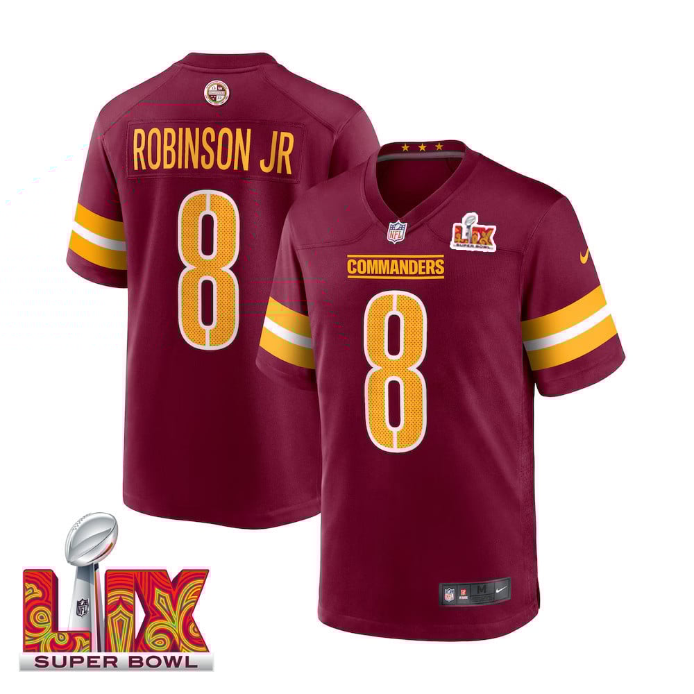 Brian Robinson #8 Washington Commanders Super Bowl LIX Jersey - Men's - Burgundy - JS686