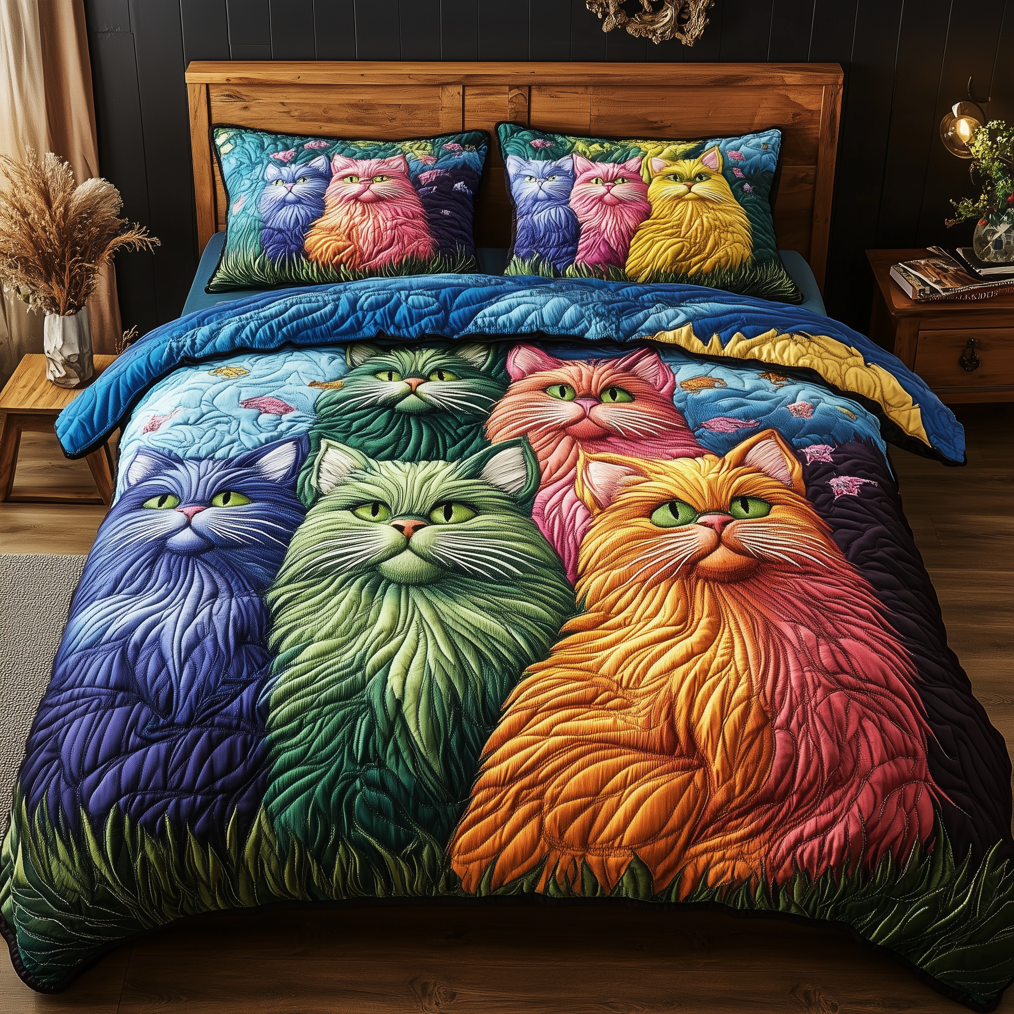 Bright Paws Collective Quilted Bedding Set Great Duvet Cover Bedspread Set Fathers Day Delivery Gifts