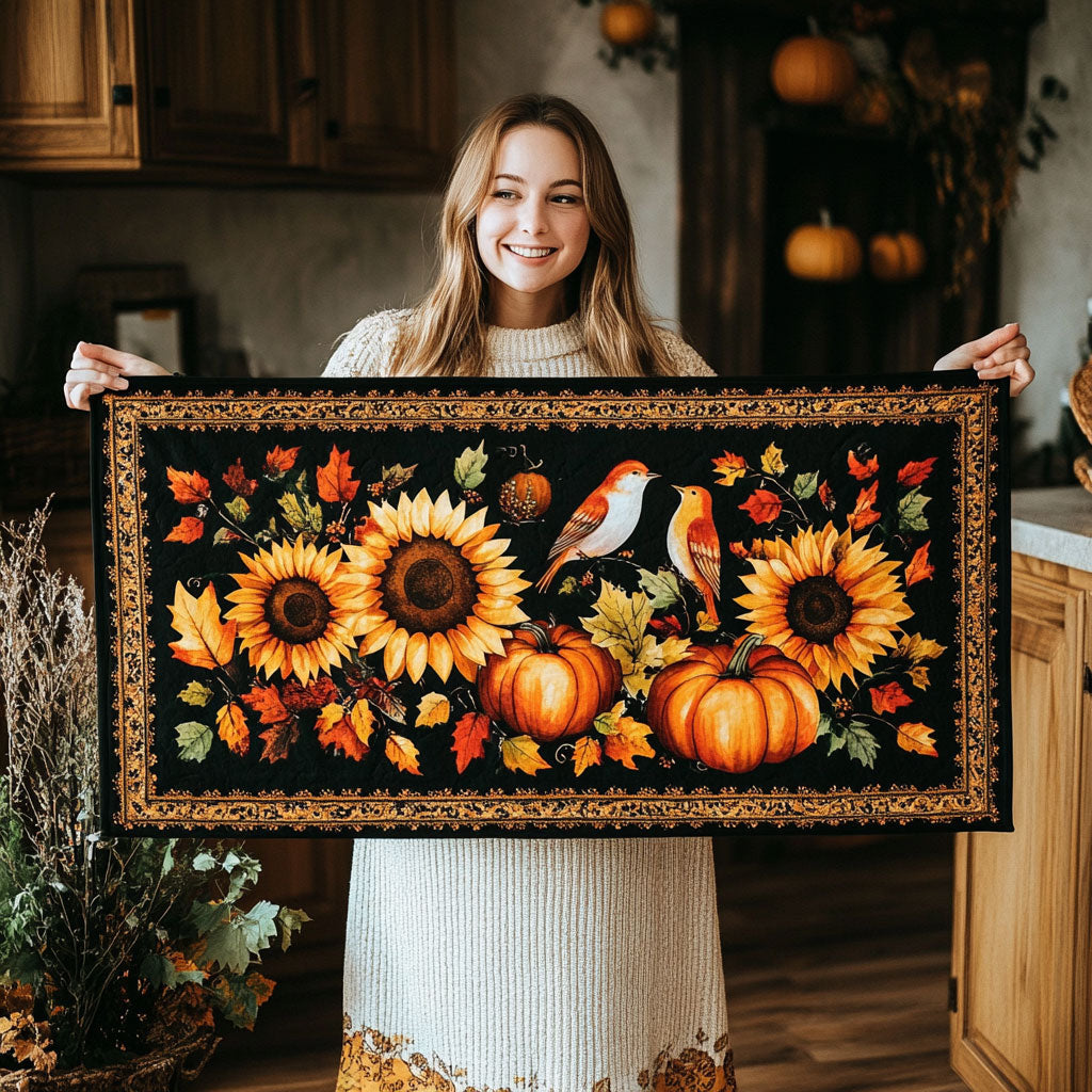Bright Sunflower Pumpkin Quilted Table Runner Autumn Fall Decor Table Runner Home Decoration Gifts