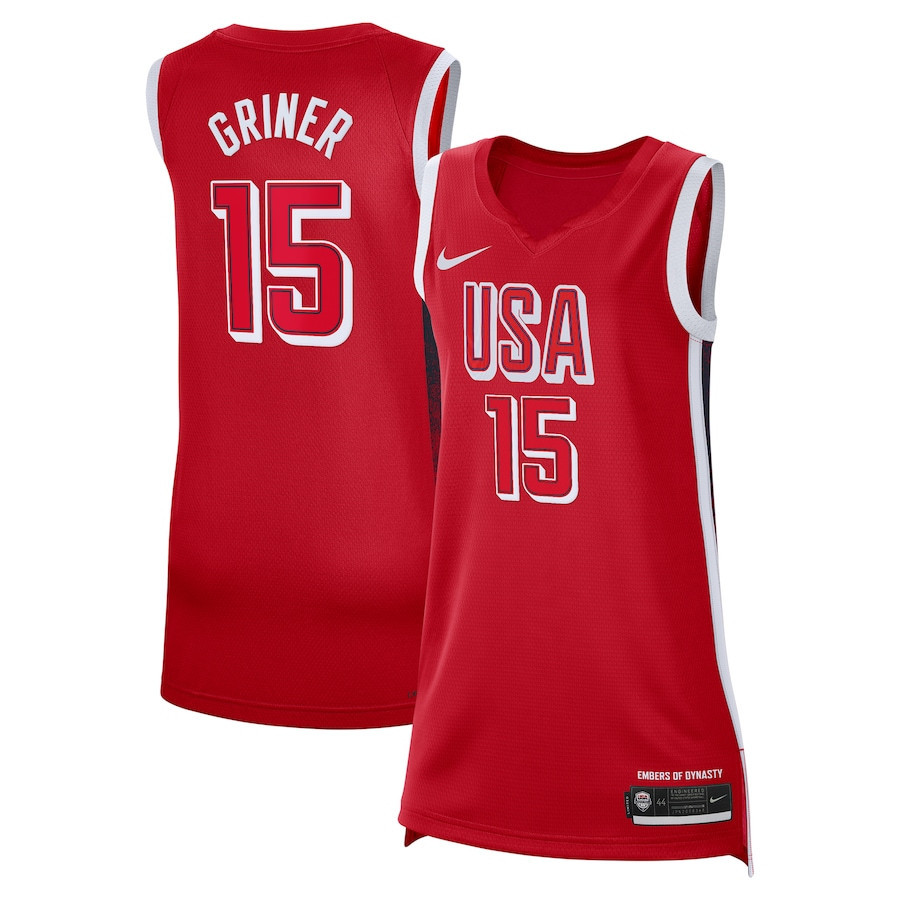 Brittney Griner 15 Women's USA Basketball Unisex 2024 Swingman Player Jersey - Red - JS293