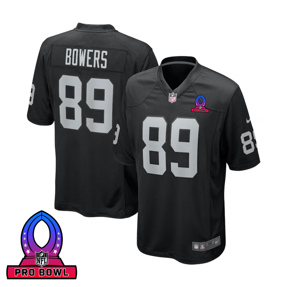 Brock Bowers 89 Las Vegas Raiders 2025 Pro Bowl Patch Game Men Jersey - Black - JS816