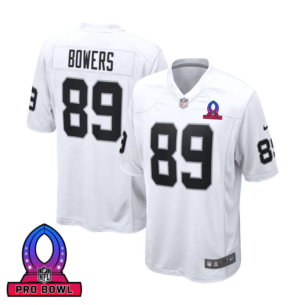 Brock Bowers 89 Las Vegas Raiders 2025 Pro Bowl Patch Game Men Jersey - White - JS947