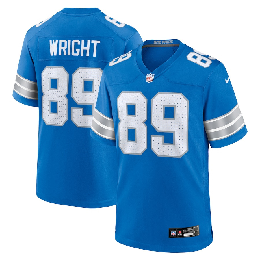 Brock Wright 89 Detroit Lions Team Game Men Jersey - Blue - JS443