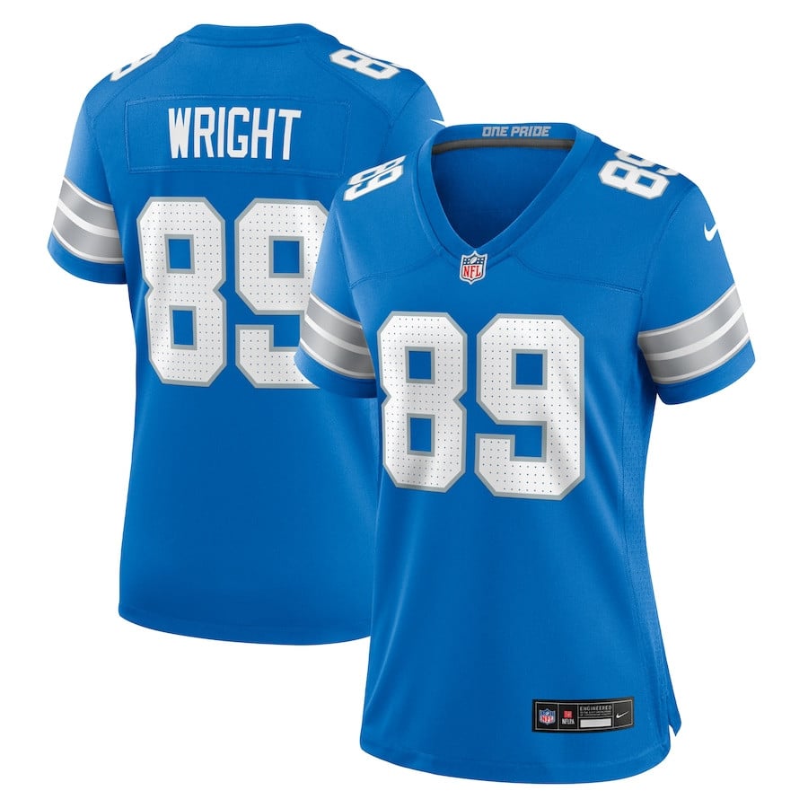 Brock Wright 89 Detroit Lions Women's Team Game Jersey - Blue - JS365