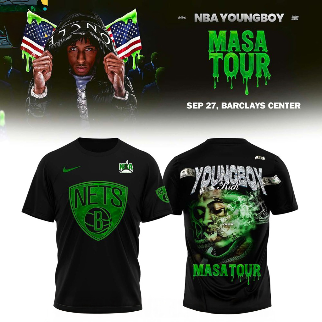 Brooklyn Nets X NBA Young Boy Masa Tour T-Shirt Brooklyn Nets Merch Gifts For Brother