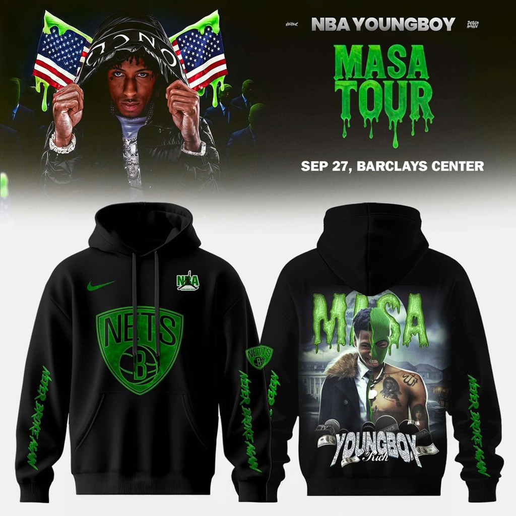 Brooklyn Nets X Young Boy Masa Tour Merch Hoodie Brooklyn Nets Merch Gifts For Basketball Fan