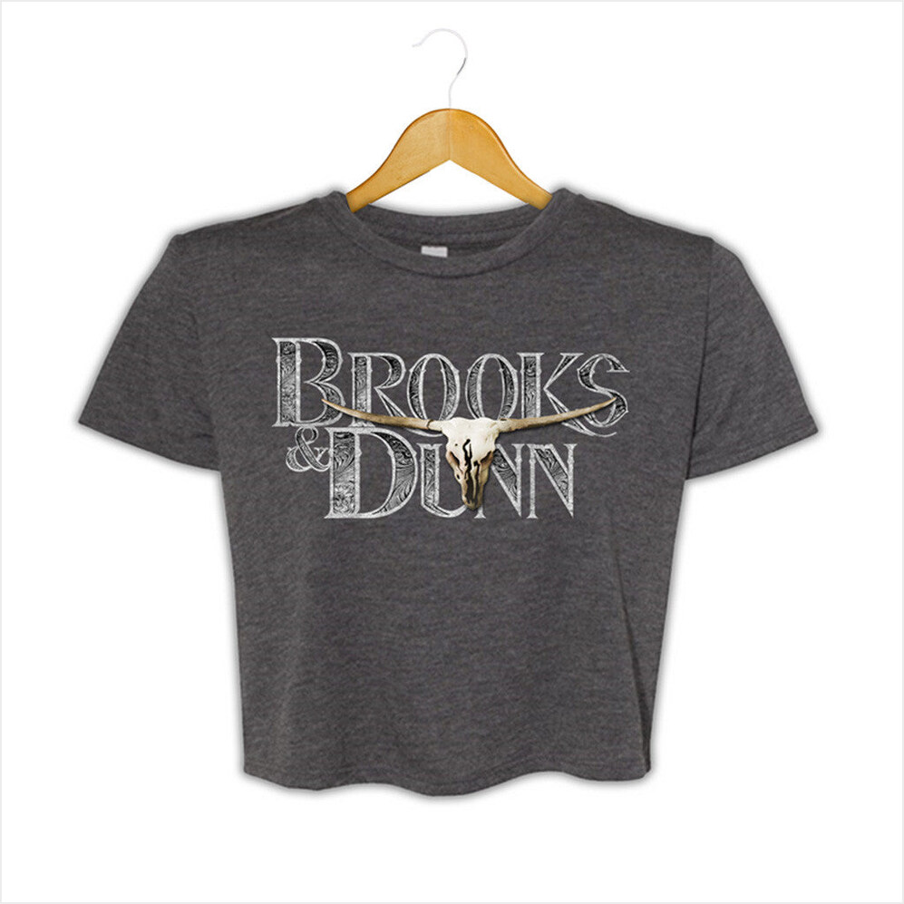 Brooks And Dunn Charcoal Cropped T-Shirt Brooks And Dunn Merch Birthday Gifts For Best Friend