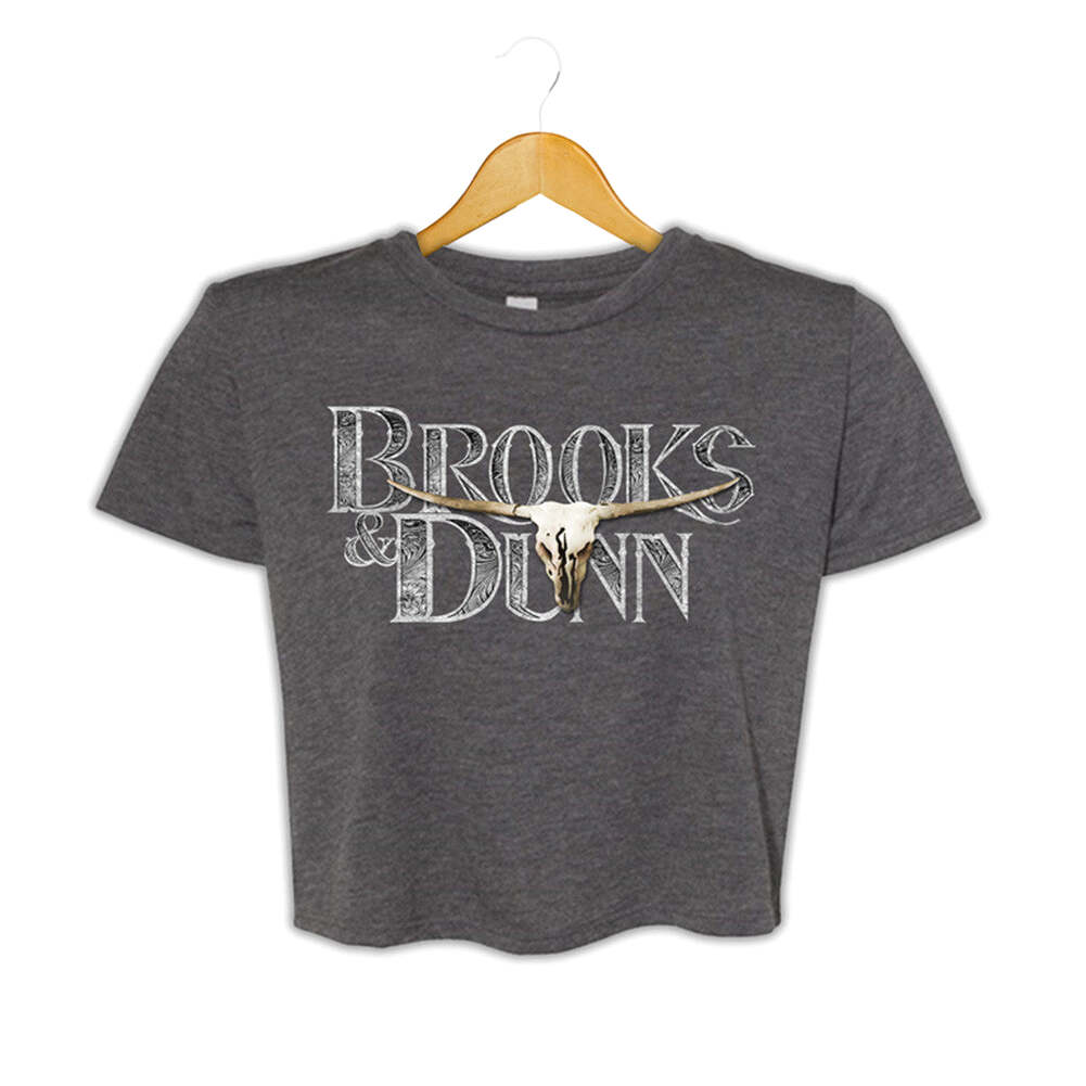 Brooks And Dunn Merch Brooks And Dunn Charcoal Cropped T-Shirt Gifts For Her Gifts For Fans