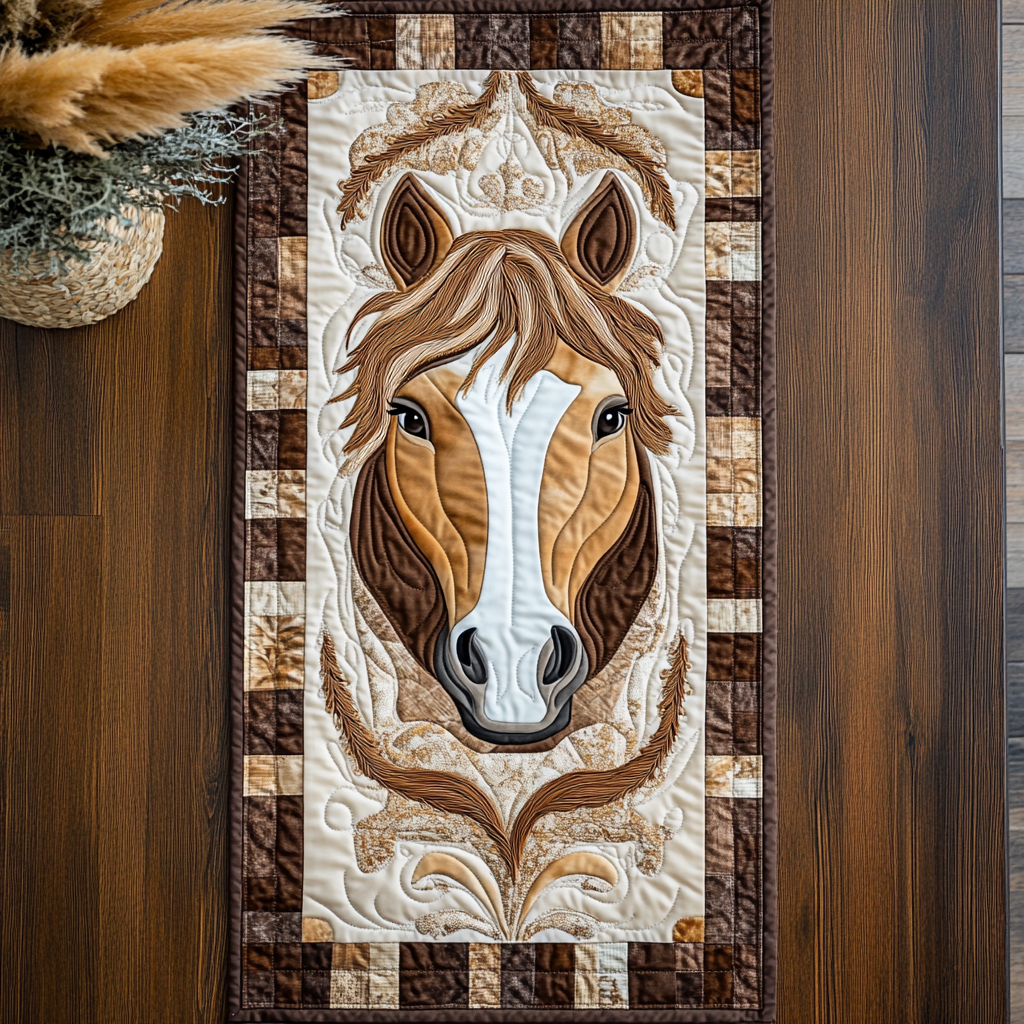 Brown Horse Quilted Table Runner Home Decorations Great Gifts For Hose Lovers