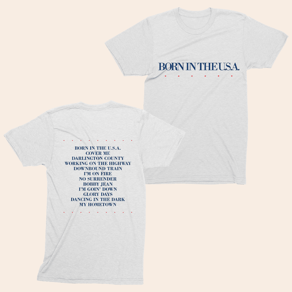 Bruce Springsteen T-Shirt Bruce Springsteen Merch Born In The USA 40th Anniversary Tracklist