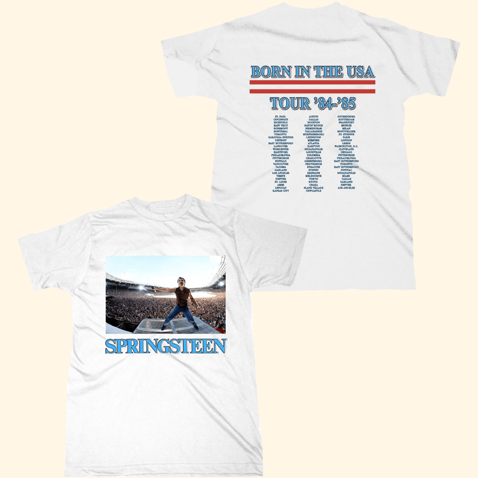 Bruce Springsteen T-Shirt Bruce Springsteen Merch Born In The USA White Tee Unique Gifts For Dad