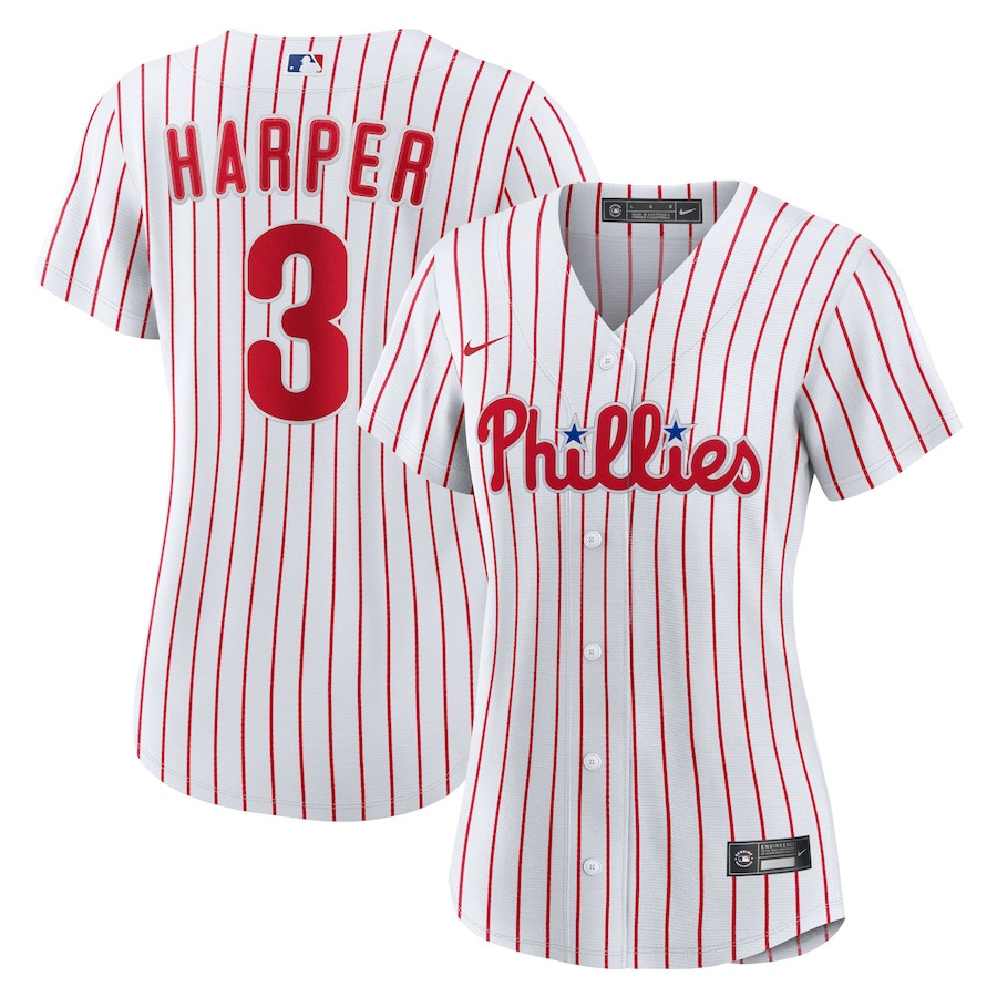 Bryce Harper 3 Philadelphia Phillies Women Home Jersey - White - JS942
