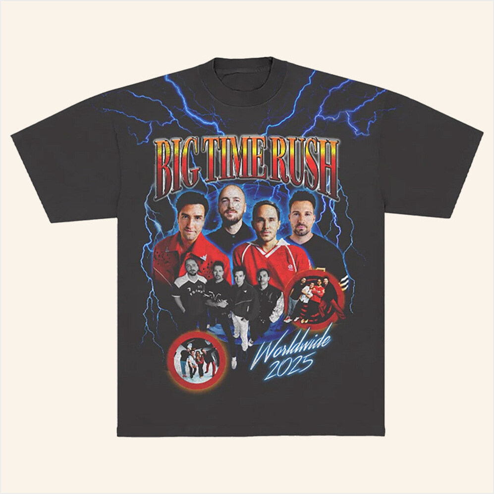 Btr In Real Life Worldwide 2025 Bootleg T-Shirt Big Time Rush Merch Birthday Gifts For Dad