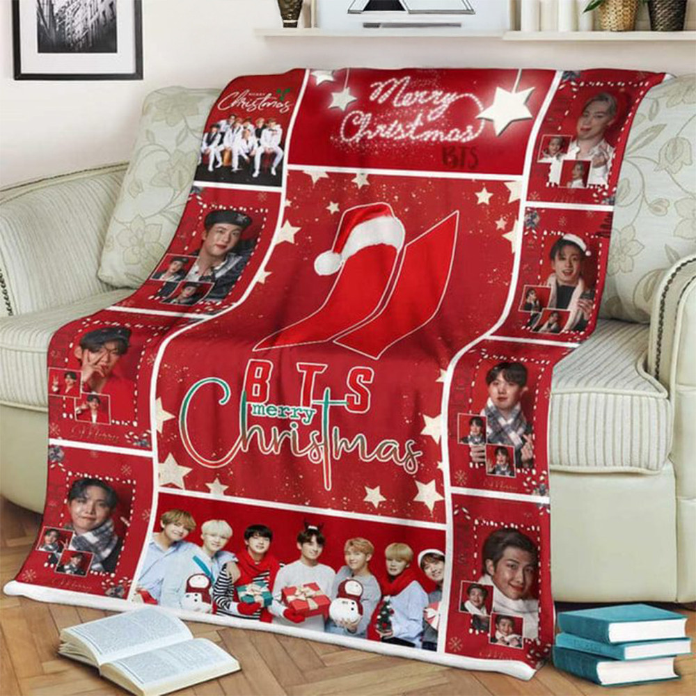 BTS Merry Christmas 2024 Holidays For Us Blanket Gifts For Music Fans