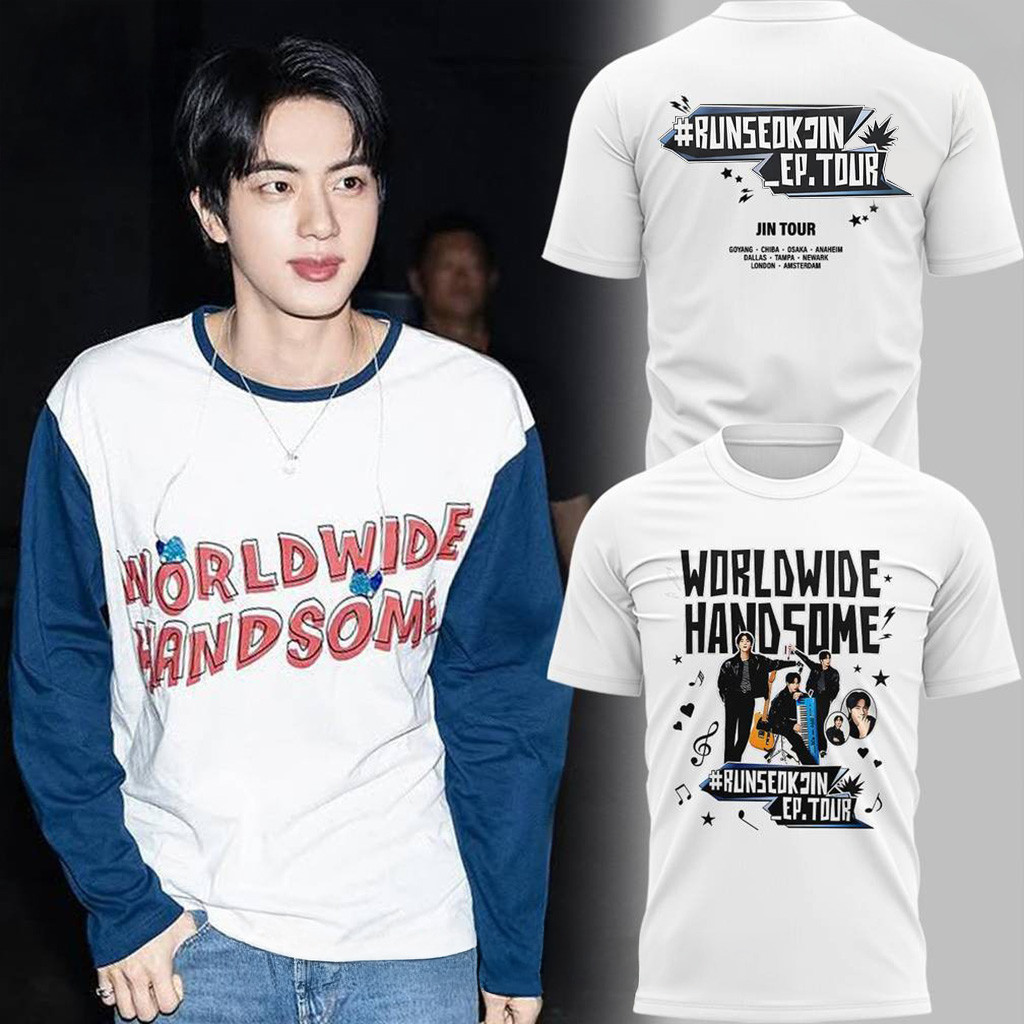 BTS Runseokjin Ep Tour 25 Worldwide Handsome White T-Shirt BTS Merch Gifts For Fans