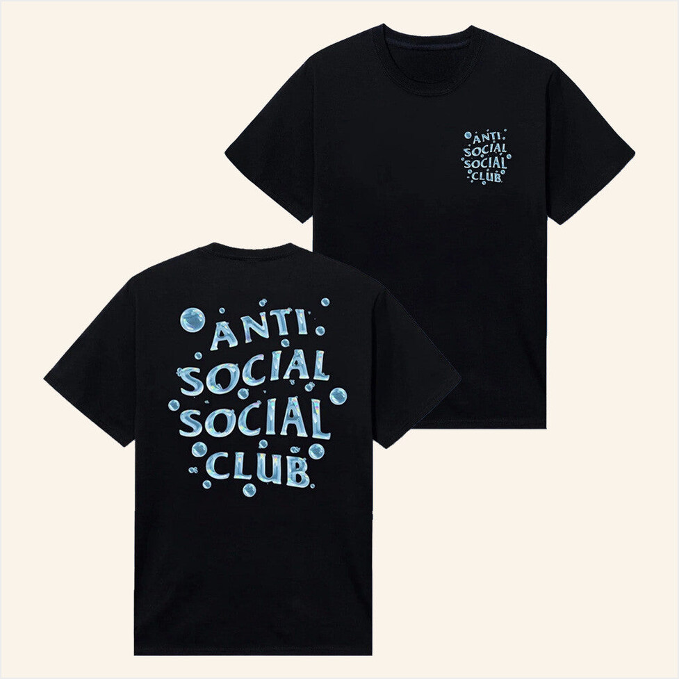 Bubble Logo Black T-Shirt Anti Social Social Club Merch Good Gifts For Him Best Friend Gifts