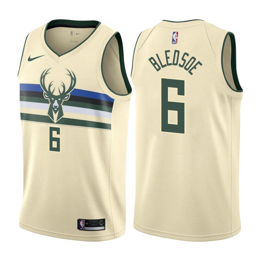 Bucks Male Eric Bledsoe 6 City Edition Cream Jersey - JS713