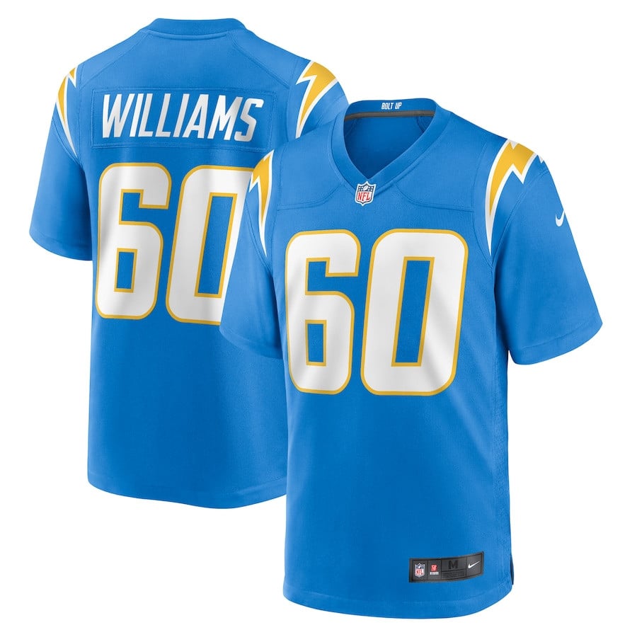 Bucky Williams 60 Los Angeles Chargers Team Game Men Jersey - Powder Blue - JS538