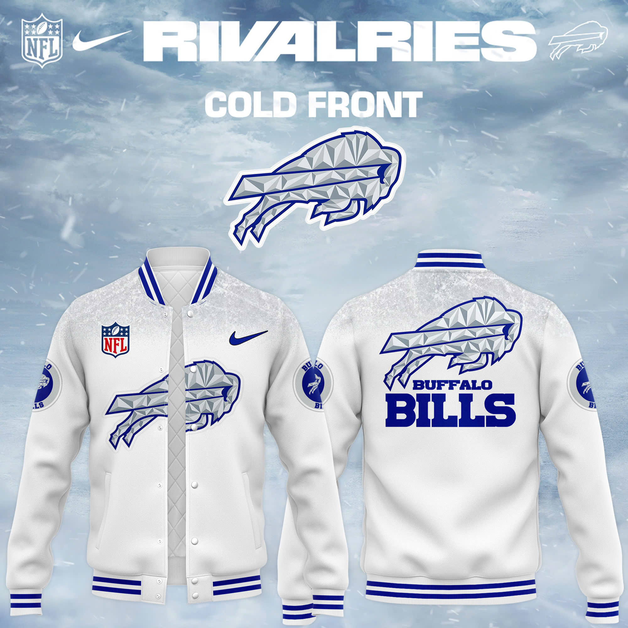 Buffalo Bills 2025 2026 Rivalries Cold Front Baseball Jacket Pattern Cool Merch Gift For Sport Players