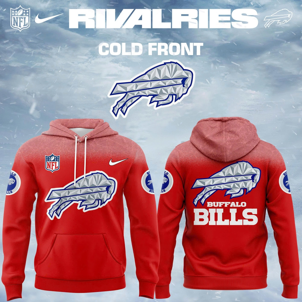 Buffalo Bills 2025 2026 Rivalries Cold Front Hoodie Red Unique Football Fan Merch Gift