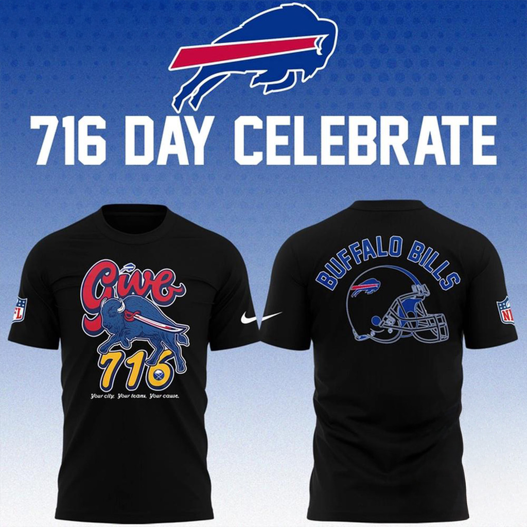 Buffalo Bills 716 Day Celebration Black T-Shirt Buffalo Bills Merch Football Themed Gifts