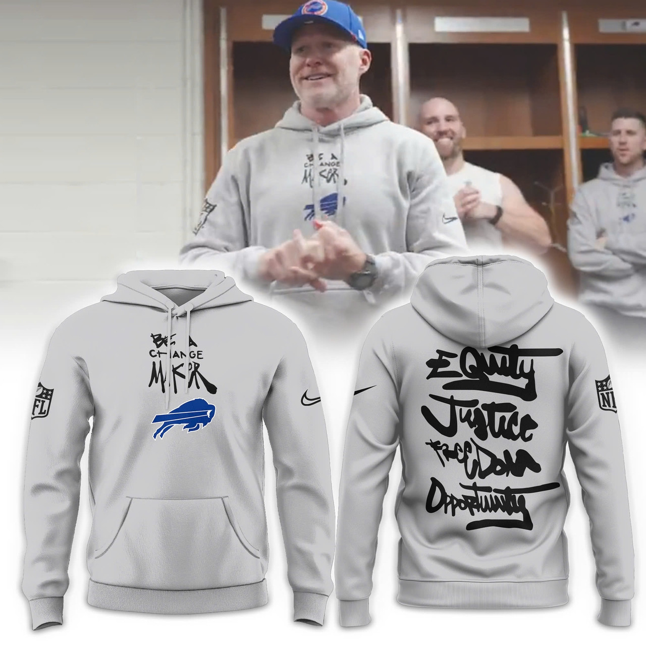 Buffalo Bills Football 2025 Be A Change Maker Hoodie Best Fan Merch Present For Enthusiasts Fans