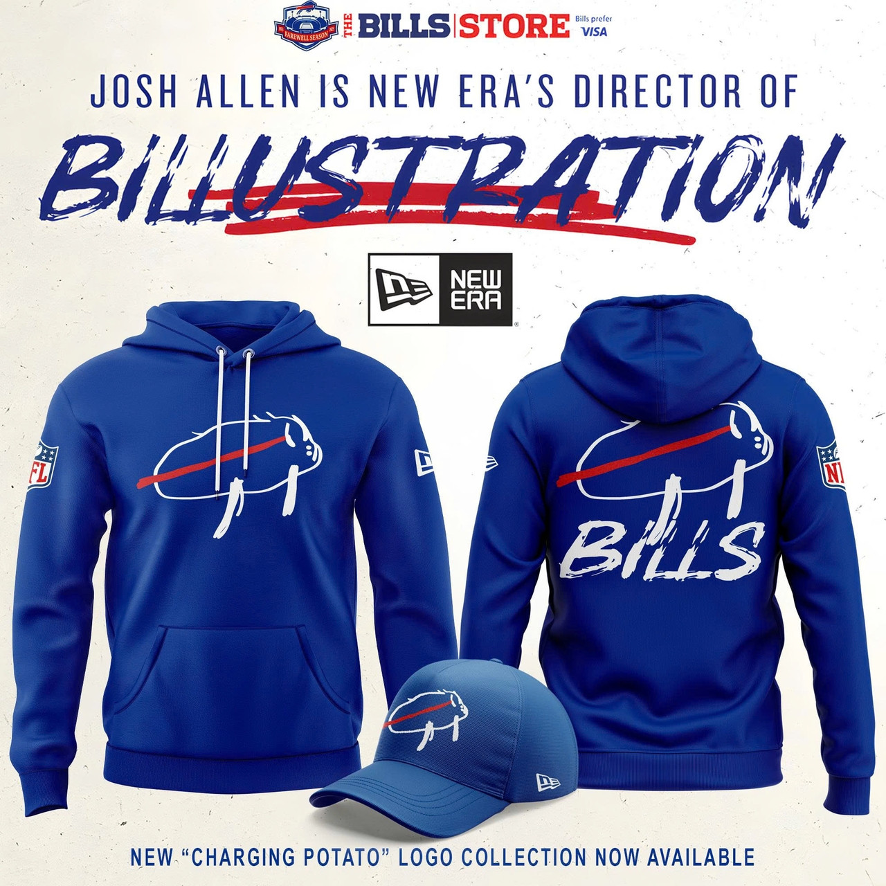 Buffalo Bills Football 2025 Logo Hoodie Blue Best Merch Gift For Football Players