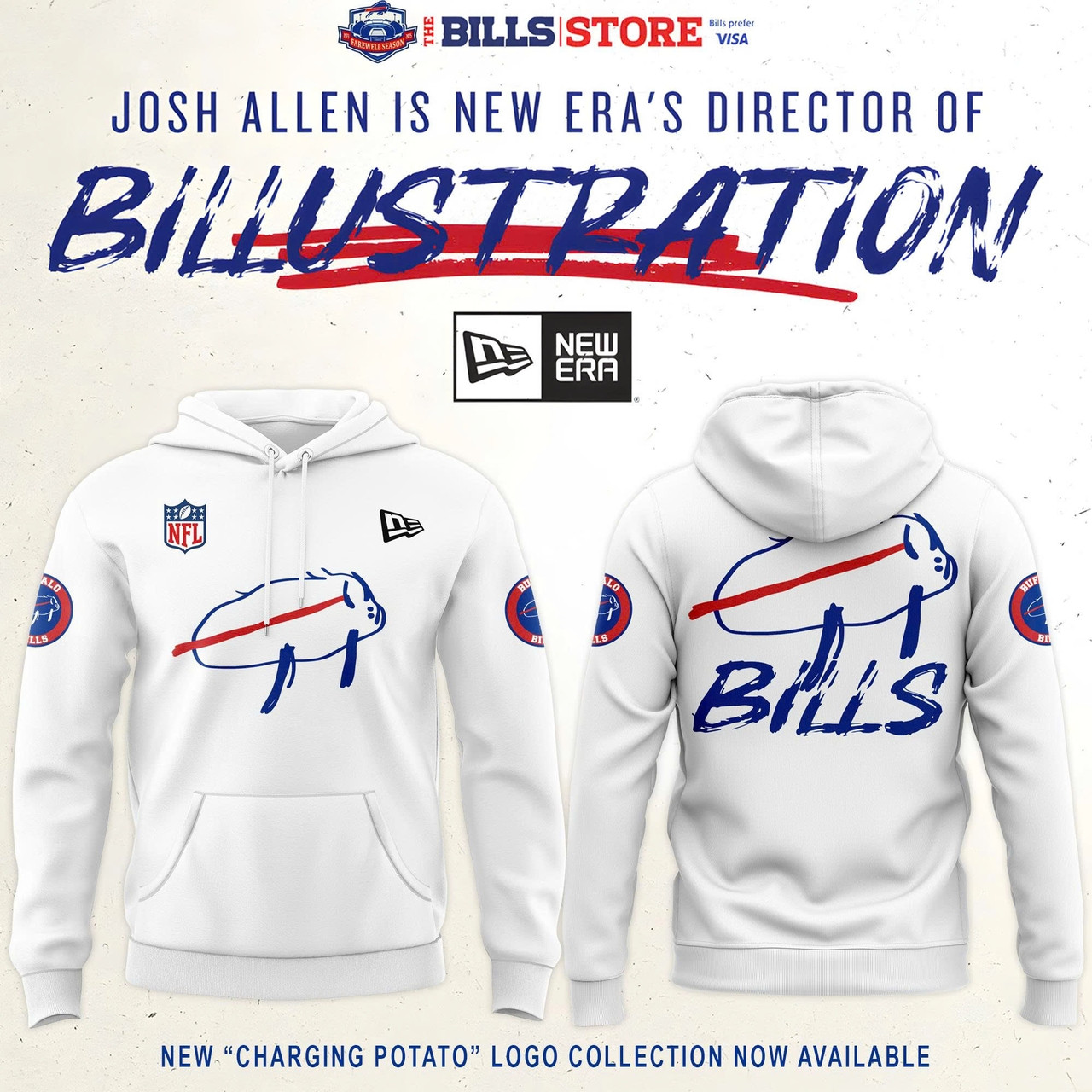 Buffalo Bills Logo Hoodie V2 White Merch Gift For Buffalo Bills Lovers