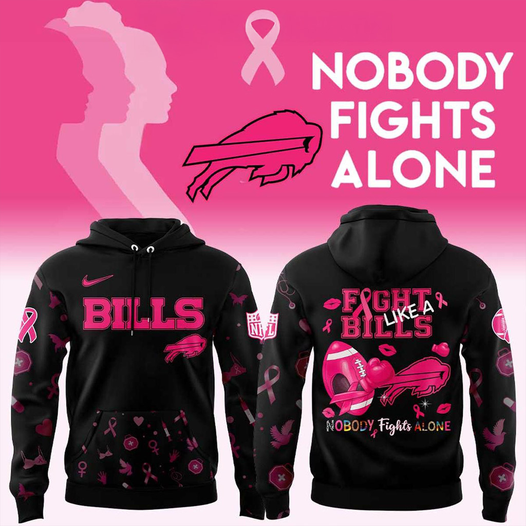 Buffalo Bills Nobody Fights Alone Breast Cancer Hoodie Buffalo Bills Merch Gifts For Women
