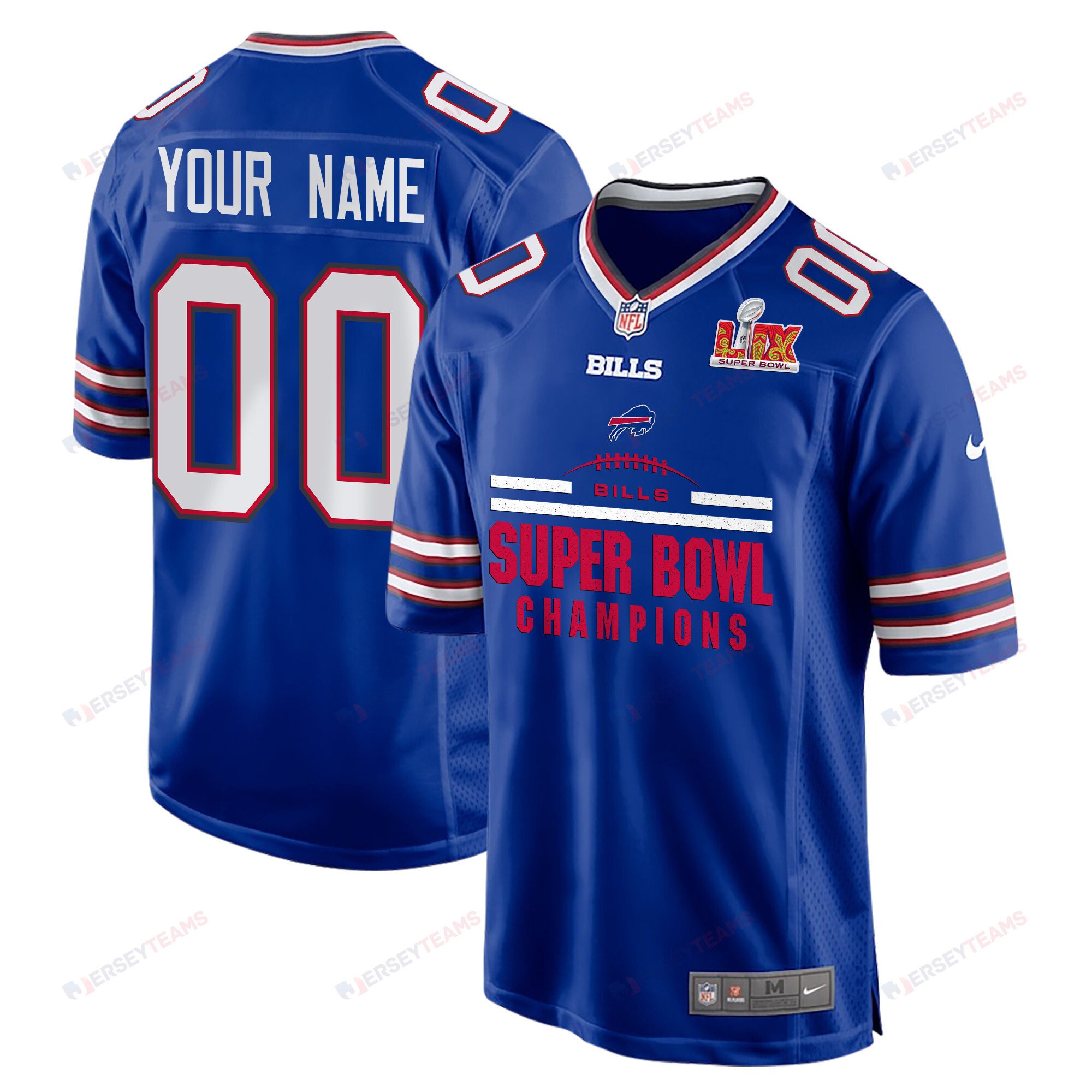 Buffalo Bills Super Bowl LIX Champions Ball Game Men Custom Jersey - Royal - JS288