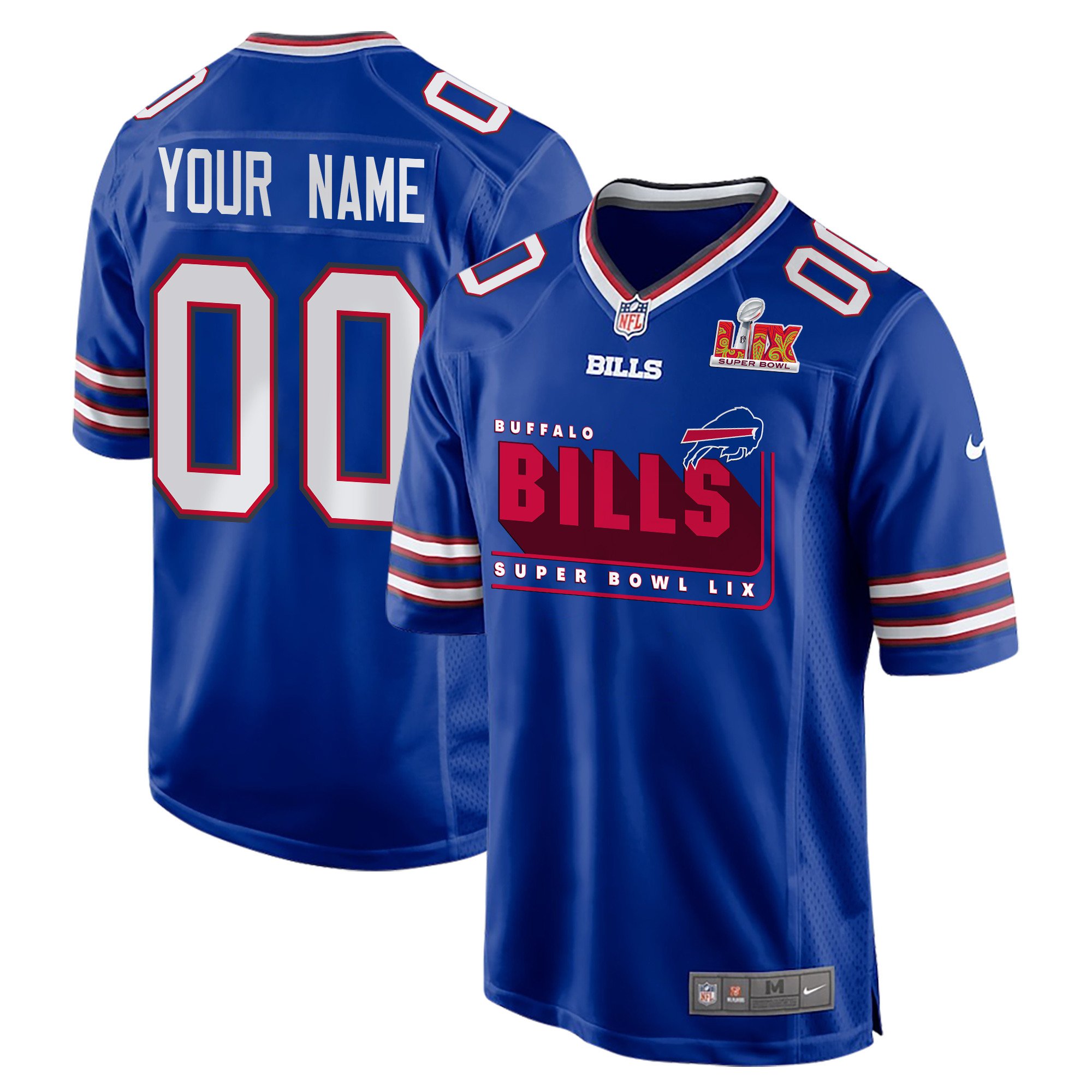 Buffalo Bills Super Bowl LIX Champions Big Bills Game Men Custom Jersey - Royal - JS682